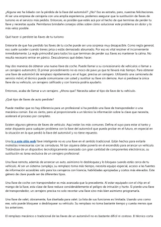 Qué hacer si perdí las llaves de mi vehículo y no tengo repuestos?