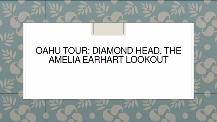 oahu tour diamond head the amelia earhart lookout
