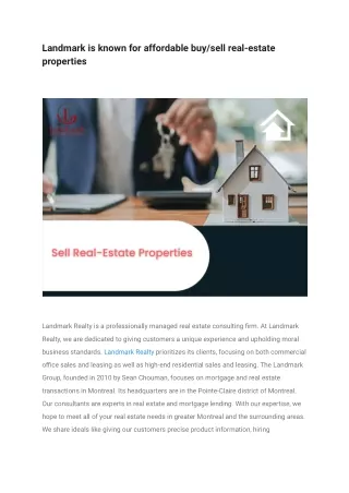 Landmark is known for affordable buy_sell real-estate properties