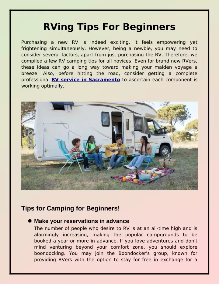 rving tips for beginners