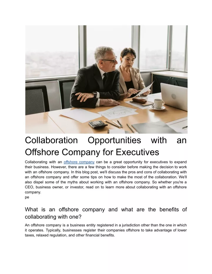 collaboration offshore company for executives