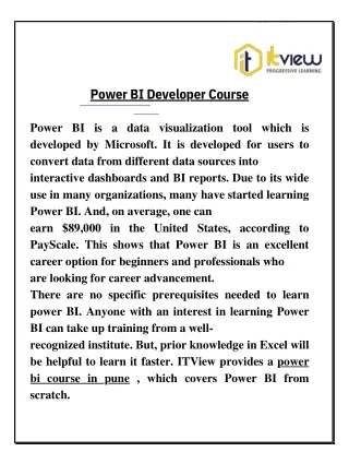 Power BI Developer Course