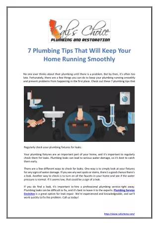 7 Plumbing Tips That Will Keep Your Home Running Smoothly