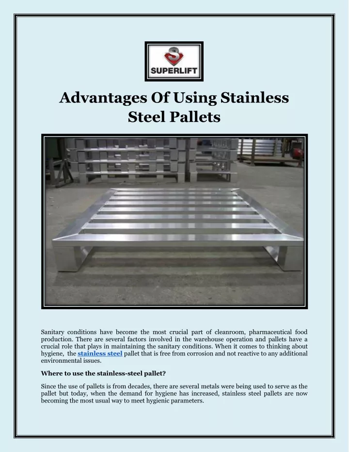 advantages of using stainless steel pallets