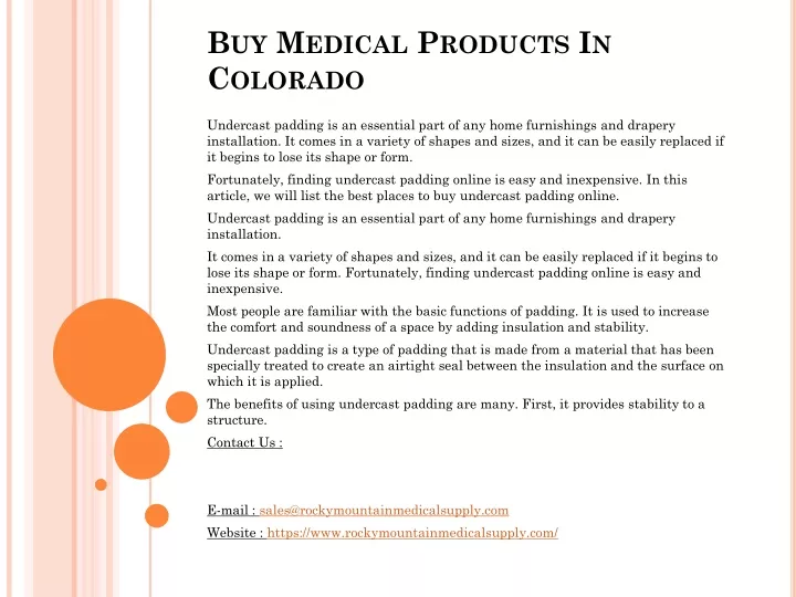 buy medical products in colorado