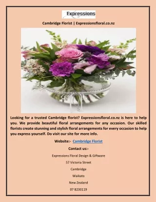 Cambridge Florist | Expressionsfloral.co.nz