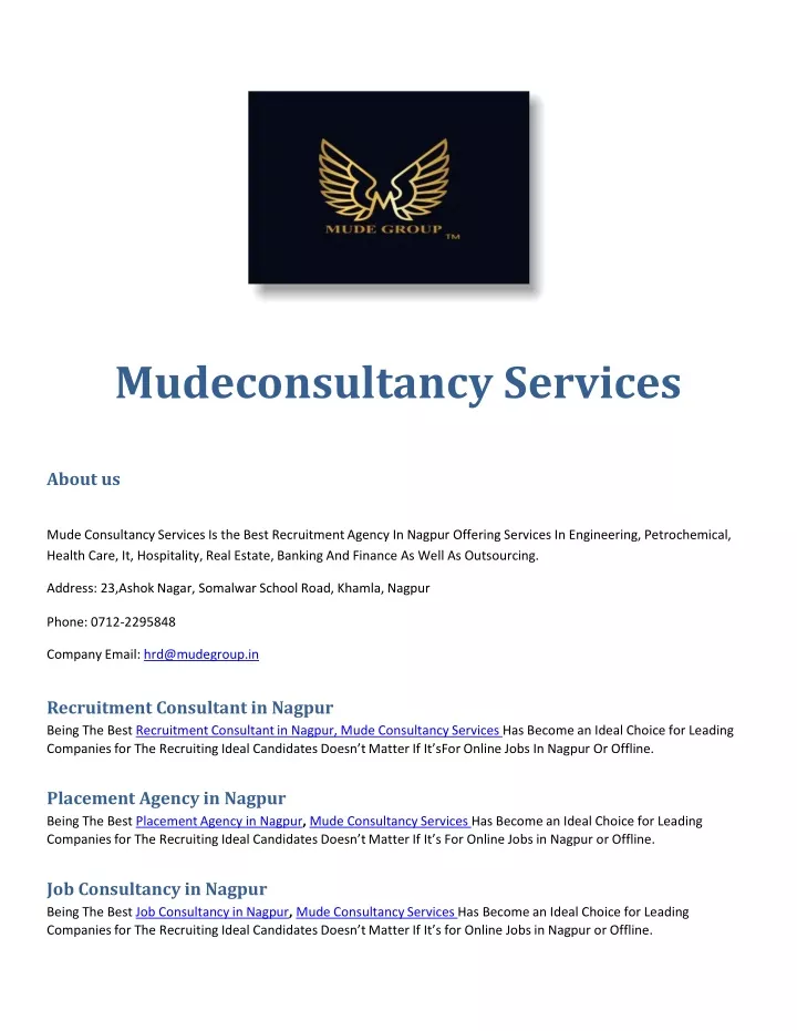 mudeconsultancy services
