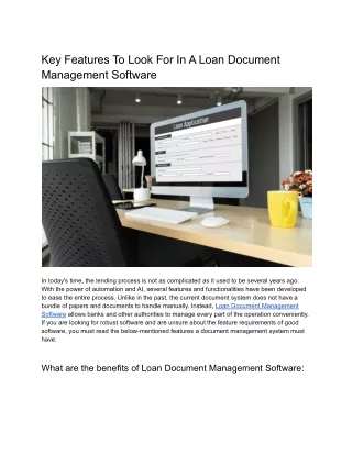 Key features to look for in a loan document management software