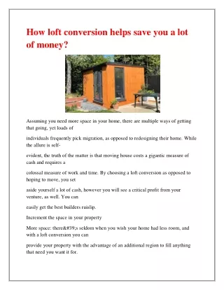 how loft conversion helps save you a lot of money
