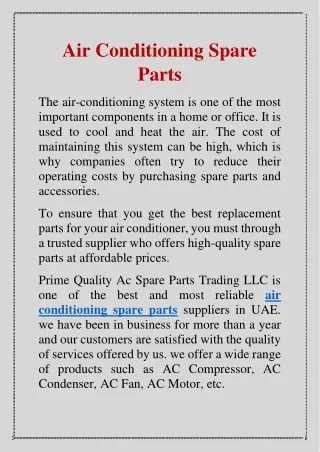 Air Conditioning Spare Parts