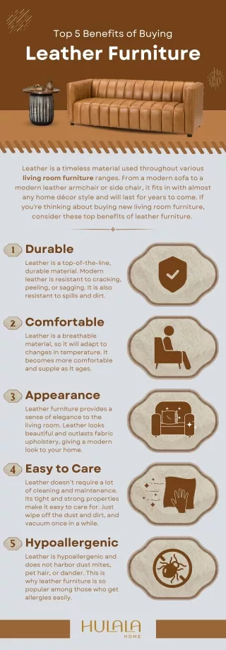 Top 5 Benefits of Buying Leather Furniture