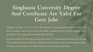 singhania university degree and certificate are valid for govt jobs
