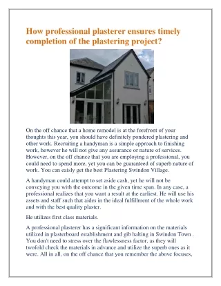 how professional plasterer ensures timely