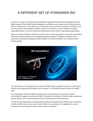 a different set of standards iso