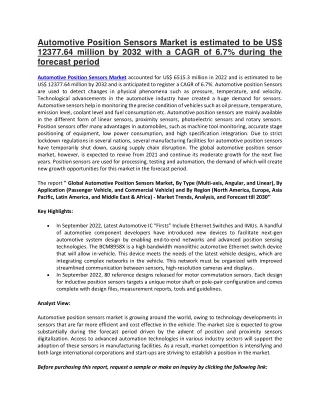 automotive position sensors market is estimated
