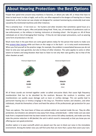 about hearing protection the best options