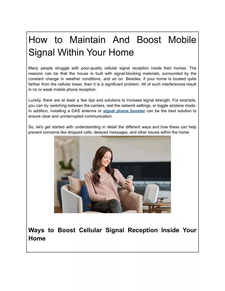 how to maintain and boost mobile signal within
