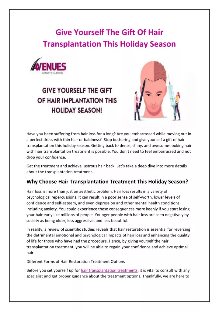 give yourself the gift of hair transplantation