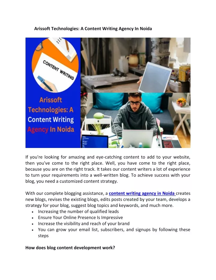 arissoft technologies a content writing agency