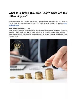 What Is a Small Business Loan? What are the different types?