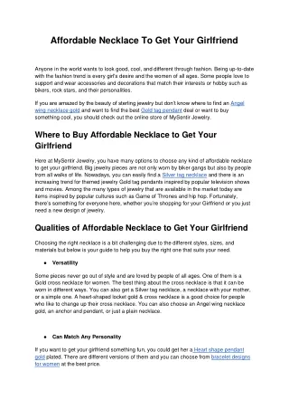 Buy Best  Necklace To Get Your Girlfriend