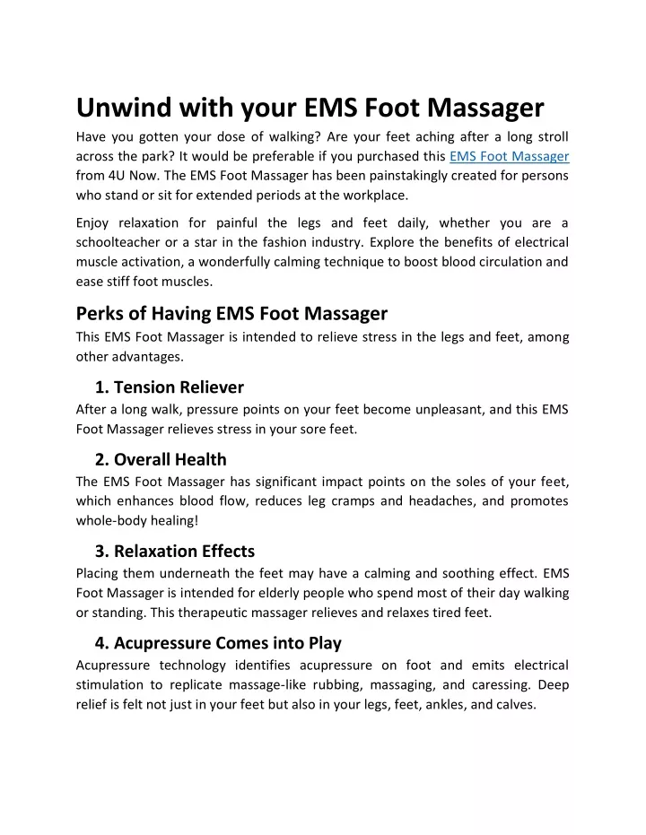 unwind with your ems foot massager have