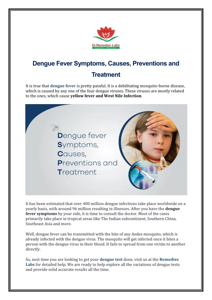 dengue fever symptoms causes preventions and