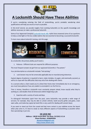 a locksmith should have these abilities