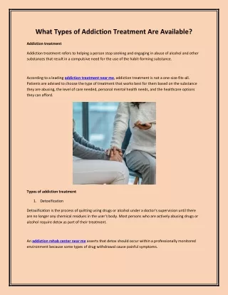 what types of addiction treatment are available