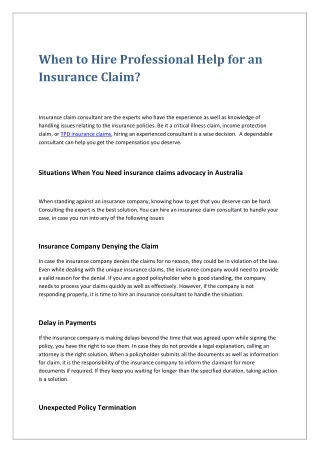 When to Hire Professional Help for an Insurance Claim