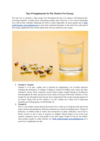 Top 10 Supplements In The Market For Energy