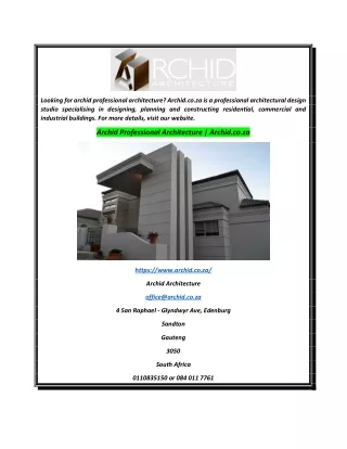 Archid Professional Architecture  Archid.co.za