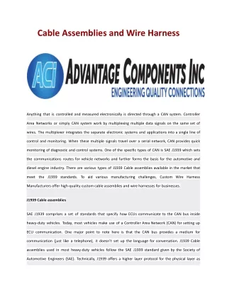 cable assemblies and wire harness