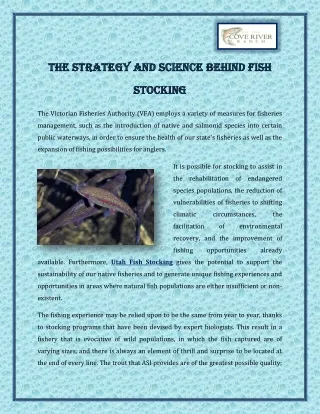 The strategy and science behind fish stocking