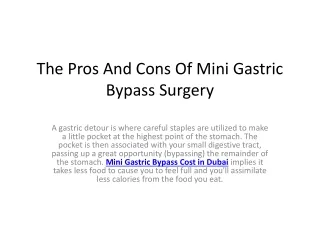 aaa The Pros And Cons Of Mini Gastric Bypass