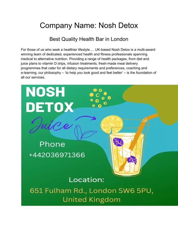 company name nosh detox