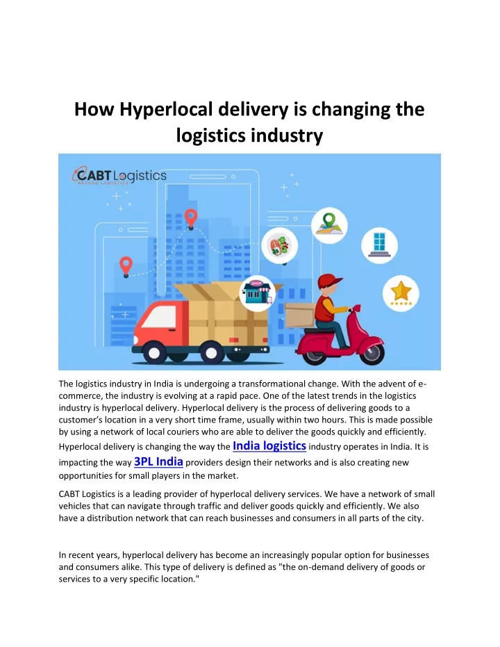 how hyperlocal delivery is changing the logistics