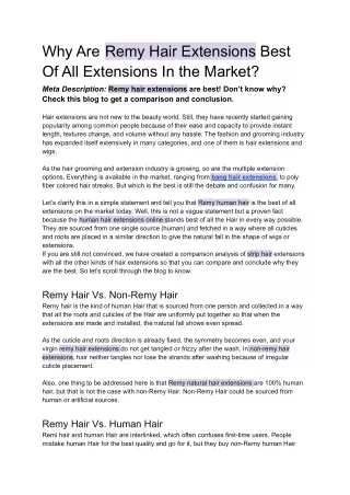 Facts about Indian Virgin Remy Hair Extensions