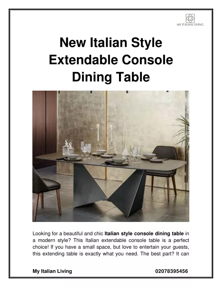 new italian style extendable console dining table