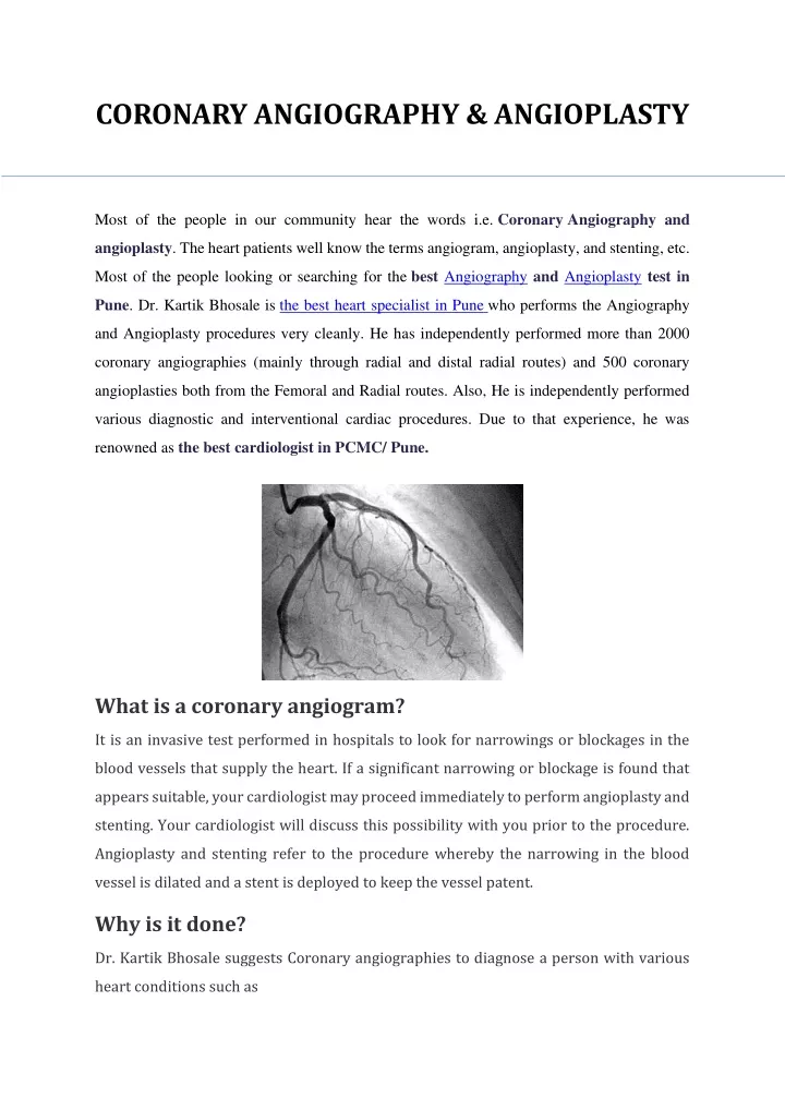 coronary angiography angioplasty