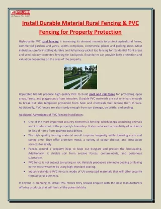install durable material rural fencing