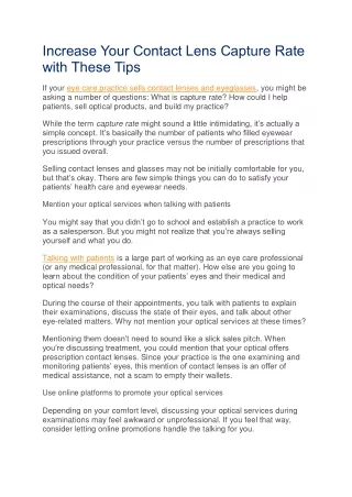 increase your contact lens capture rate with