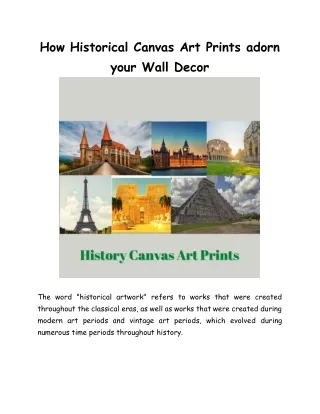 how historical canvas art prints adorn your wall