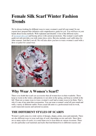 Female Silk Scarf Winter Fashion Trends