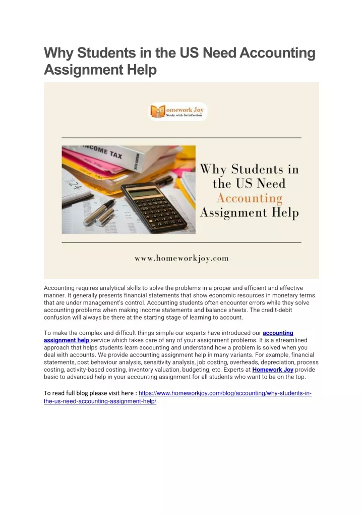 why students in the us need accounting assignment