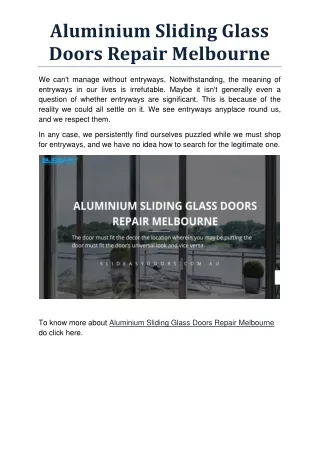 Aluminium Sliding Glass Doors Repair Melbourne
