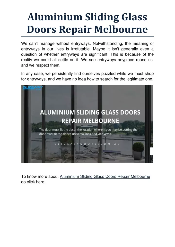 aluminium sliding glass doors repair melbourne