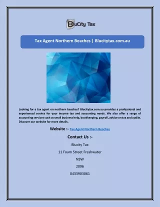 Tax Agent Northern Beaches | Blucitytax.com.au