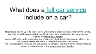 what does a full car service include on a car