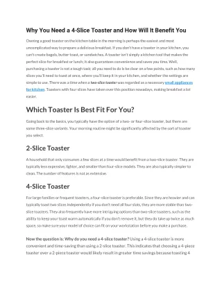 why you need a 4 slice toaster and how will